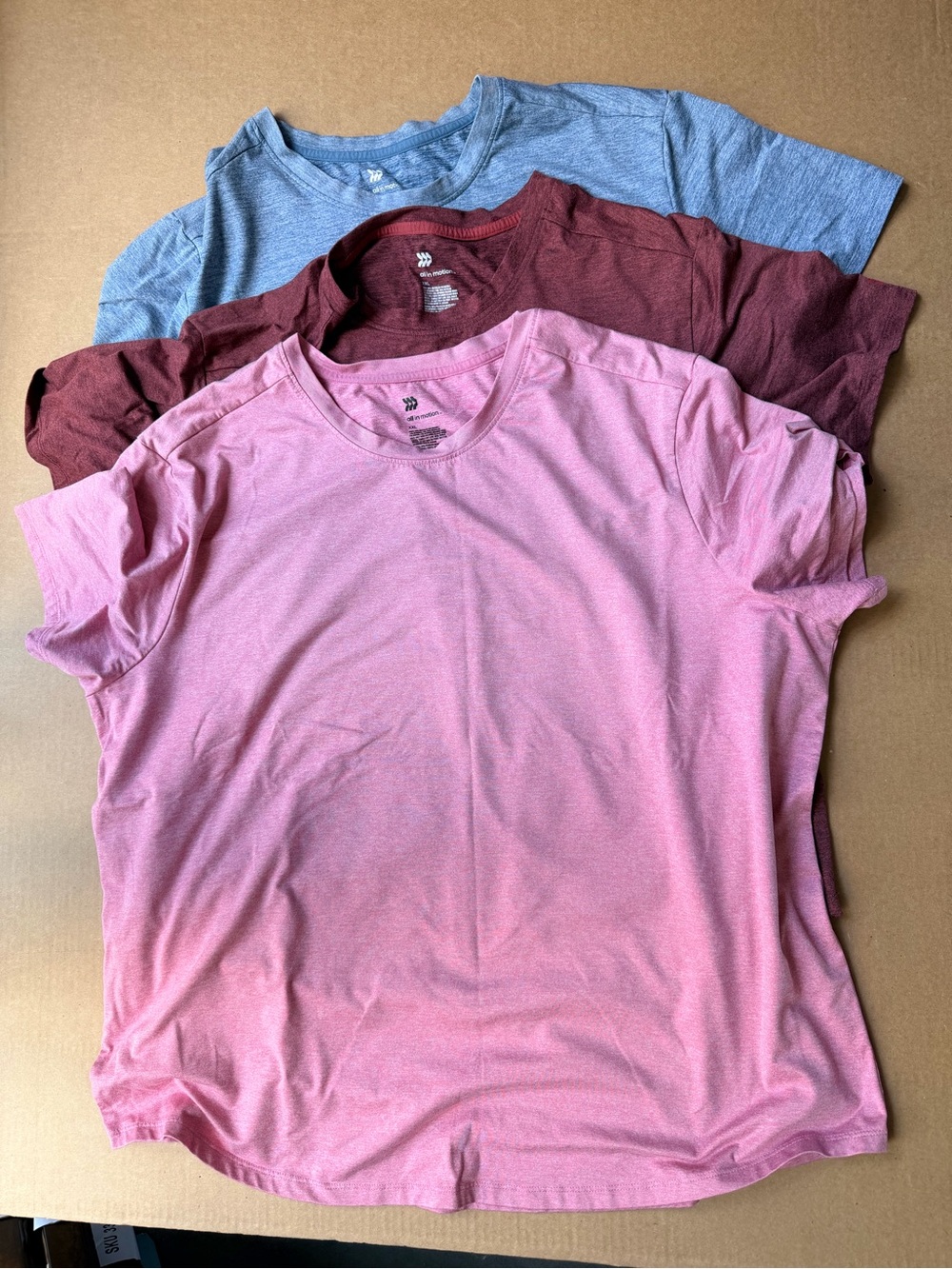 all in motion Men's Short Sleeve Crew Tee in Pink (with Maroon & Light Blue)